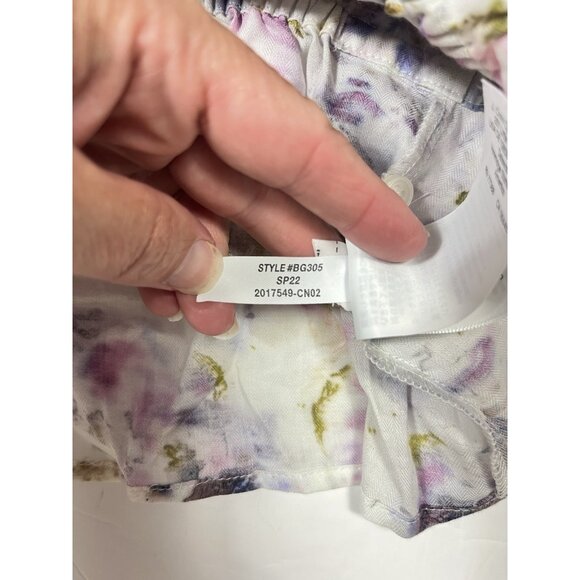 J Crew Top Womens 12 Floral Whimisical Milkmaid Blouse White Purple Cottagecore - Picture 13 of 13